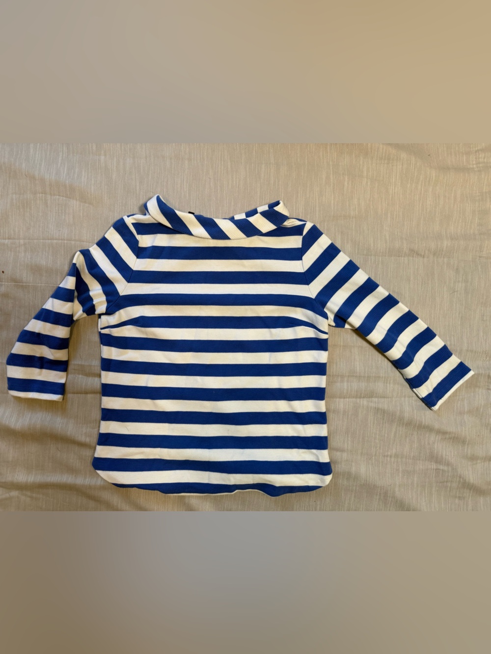Talbots Royal Blue and White Striped 3/4 sleeve Knit Women's Top